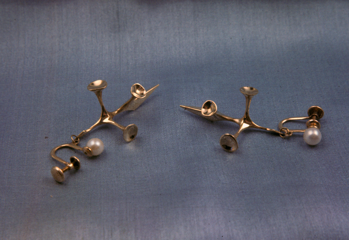 Toza, earrings, gold and pearl, 1960s