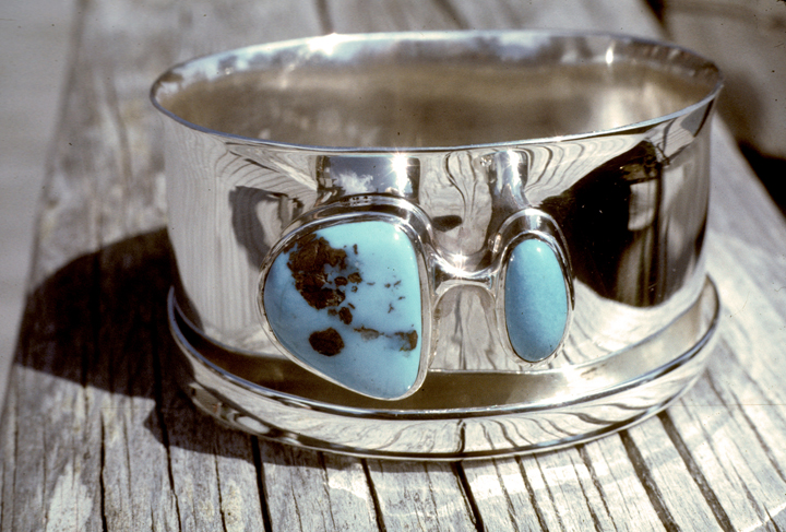 Toza, bracelet, silver and turquoise, 1980s