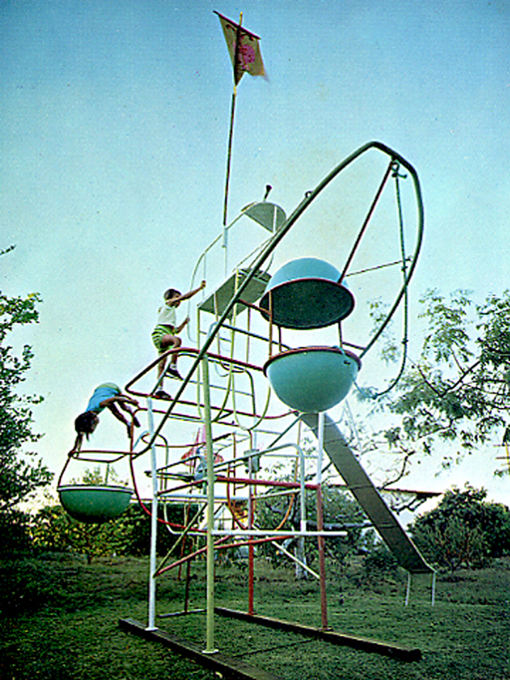 Ruth and Toza, climber, irrigation pipe and cement, 1960s
