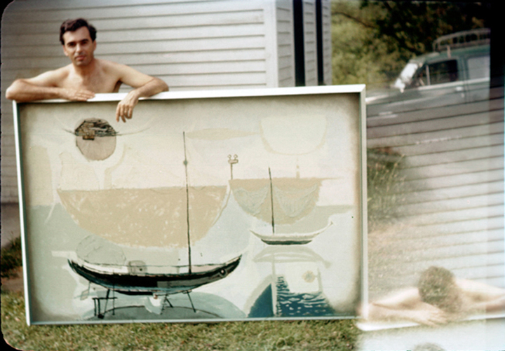 Toza with painting in Rochester, mid-1950s