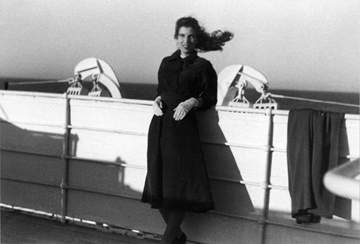 Ruth on the deck of the Liberte, February 1955