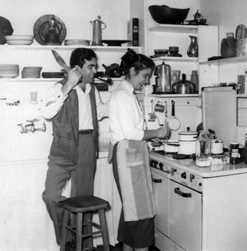 Ruth and Svetozar cooking in Rochester, 1955