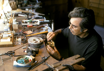 Svetozar working on a gold cuff, Encinitas, c. 1960s